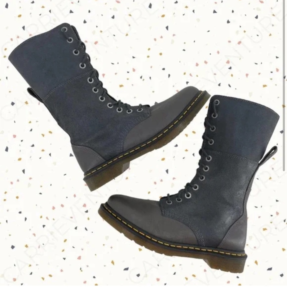 Dr. Martens hazil tall blue grey combat boot size US 5